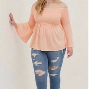 Torrid Smocked Flare Sleeve Babydoll Blouse Size 4X